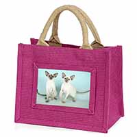 Siamese Cats Little Girls Small Pink Jute Shopping Bag