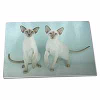 Large Glass Cutting Chopping Board Siamese Cats