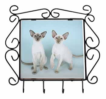 Siamese Cats Wrought Iron Key Holder Hooks