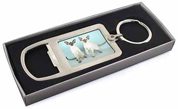 Siamese Cats Chrome Metal Bottle Opener Keyring in Box
