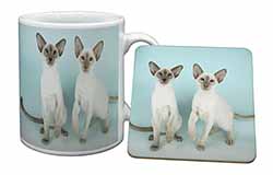 Siamese Cats Mug and Coaster Set