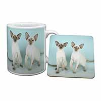 Siamese Cats Mug and Coaster Set