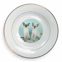 Siamese Cats Gold Rim Plate Printed Full Colour in Gift Box