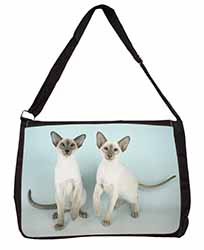 Siamese Cats Large Black Laptop Shoulder Bag School/College