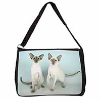 Siamese Cats Large Black Laptop Shoulder Bag School/College