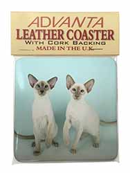 Siamese Cats Single Leather Photo Coaster