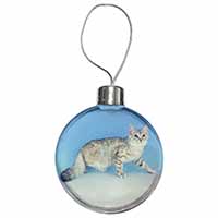 Siberian Silver Cat Christmas Bauble