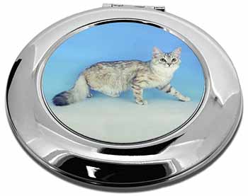 Siberian Silver Cat Make-Up Round Compact Mirror