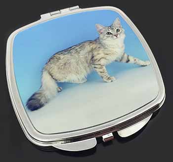 Siberian Silver Cat Make-Up Compact Mirror