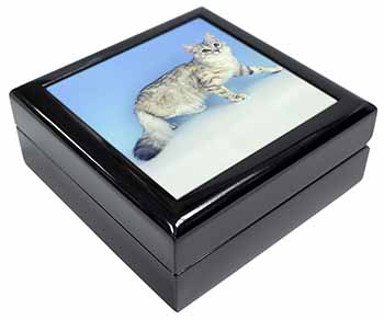 Siberian Silver Cat Keepsake/Jewellery Box