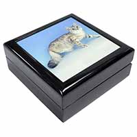 Siberian Silver Cat Keepsake/Jewellery Box