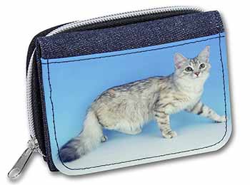 Siberian Silver Cat Unisex Denim Purse Wallet