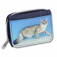 Siberian Silver Cat Unisex Denim Purse Wallet