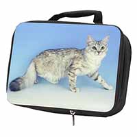 Siberian Silver Cat Black Insulated School Lunch Box/Picnic Bag