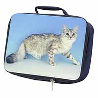 Siberian Silver Cat Navy Insulated School Lunch Box/Picnic Bag
