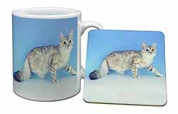 Siberian Silver Cat Mug and Coaster Set