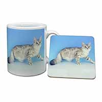 Siberian Silver Cat Mug and Coaster Set