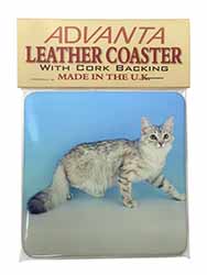 Siberian Silver Cat Single Leather Photo Coaster