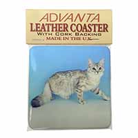 Siberian Silver Cat Single Leather Photo Coaster