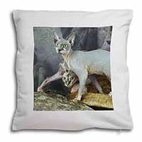 Sphynx Cat Soft White Velvet Feel Scatter Cushion