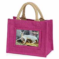 Sphynx Cat Little Girls Small Pink Jute Shopping Bag