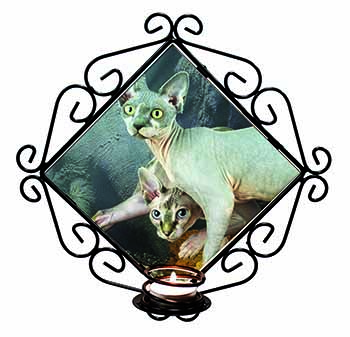 Sphynx Cat Wrought Iron Wall Art Candle Holder