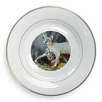 Sphynx Cat Gold Rim Plate Printed Full Colour in Gift Box