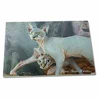 Large Glass Cutting Chopping Board Sphynx Cat 