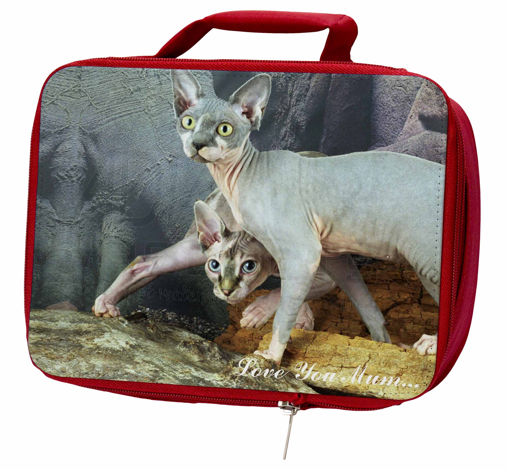 Sphynx Cat 'Love You Mum' Insulated Red School Lunch Box/Picnic Bag, AC-24lymLBR Sphynx Cat 'Love You Mum' Insulated Lunch Red School Lunch Insulated Box/Picnic Bag, AC-24lymLBR 17909f