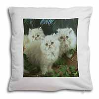 Cream Persian Kittens Soft White Velvet Feel Scatter Cushion