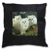 Cream Persian Kittens Black Satin Feel Scatter Cushion