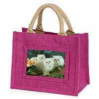 Cream Persian Kittens Little Girls Small Pink Jute Shopping Bag