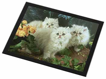 Cream Persian Kittens Black Rim High Quality Glass Placemat