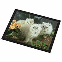Cream Persian Kittens Black Rim High Quality Glass Placemat
