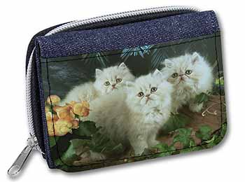 Cream Persian Kittens Unisex Denim Purse Wallet