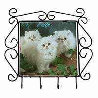 Cream Persian Kittens Wrought Iron Key Holder Hooks
