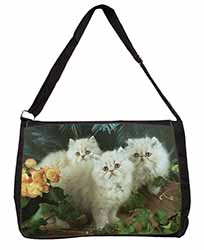 Cream Persian Kittens Large Black Laptop Shoulder Bag School/College