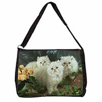 Cream Persian Kittens Large Black Laptop Shoulder Bag School/College