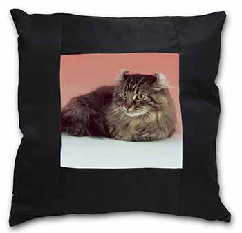 American Curl Cat Black Satin Feel Scatter Cushion