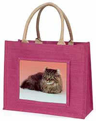 American Curl Cat Large Pink Jute Shopping Bag