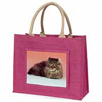 American Curl Cat Large Pink Jute Shopping Bag