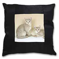 Abyssynian Cats Black Satin Feel Scatter Cushion