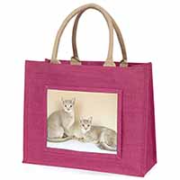 Abyssynian Cats Large Pink Jute Shopping Bag