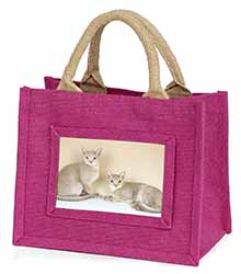 Abyssynian Cats Little Girls Small Pink Jute Shopping Bag