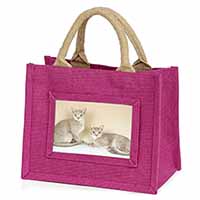 Abyssynian Cats Little Girls Small Pink Jute Shopping Bag