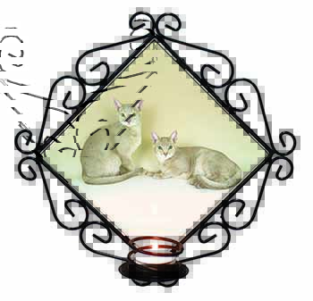 Abyssynian Cats Wrought Iron Wall Art Candle Holder