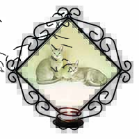 Abyssynian Cats Wrought Iron Wall Art Candle Holder
