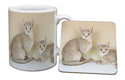 Abyssynian Cats Mug and Coaster Set
