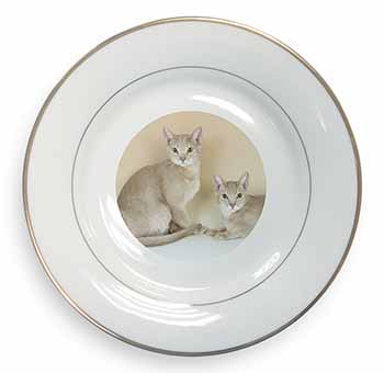 Abyssynian Cats Gold Rim Plate Printed Full Colour in Gift Box