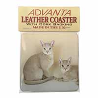 Abyssynian Cats Single Leather Photo Coaster
